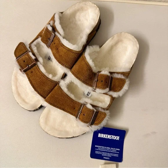 NWT Birkenstock Arizona Fur Lined Shearling Sandals - Picture 5 of 10